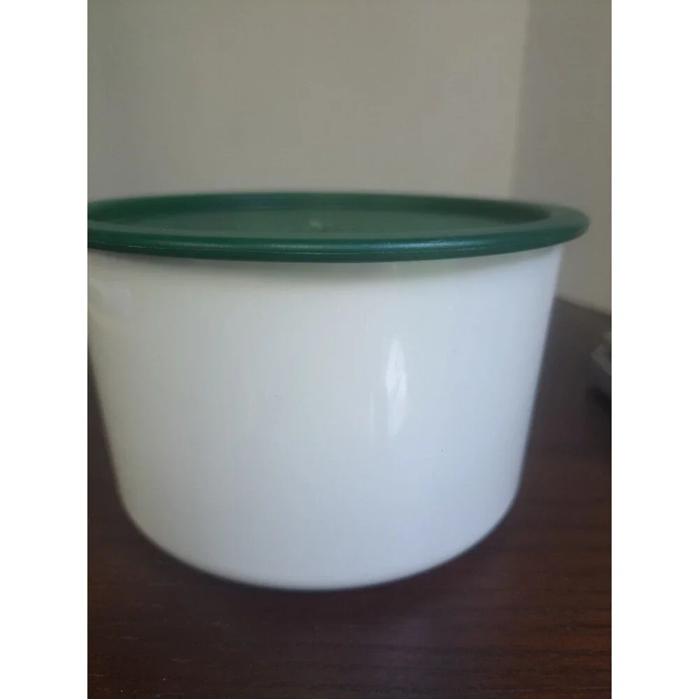 Vtg Tupperware One Touch Canister White With Hunter Green Lid 2709A-3.